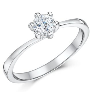 9ct White Gold Half Carat Diamond Six Claw Solitaire Six Claw Engagement Ring