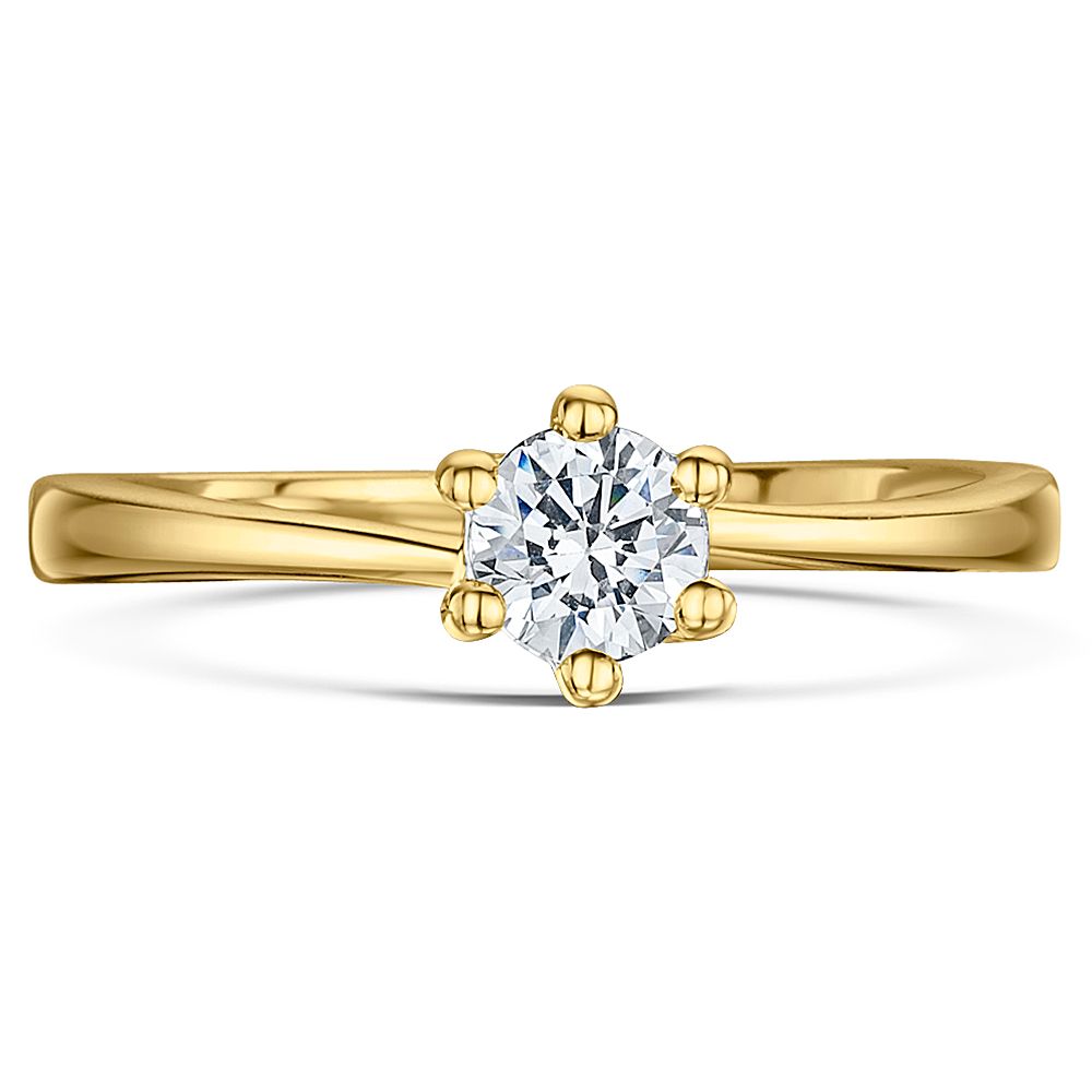 9ct Yellow Gold Third Carat Diamond Solitaire Six Claw Engagement Ring - Image 2