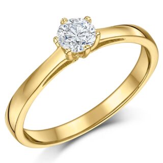9ct Yellow Gold Half Carat Diamond Six Claw Solitaire Six Claw Engagement Ring