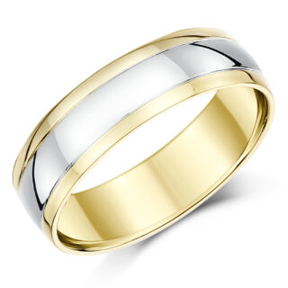 6mm 9ct Two Colour Gold Court Shape Wedding Ring