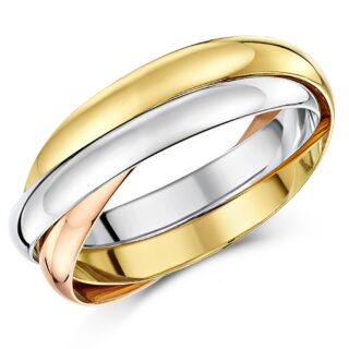3mm 9ct Three Colour Gold Russian Wedding Ring
