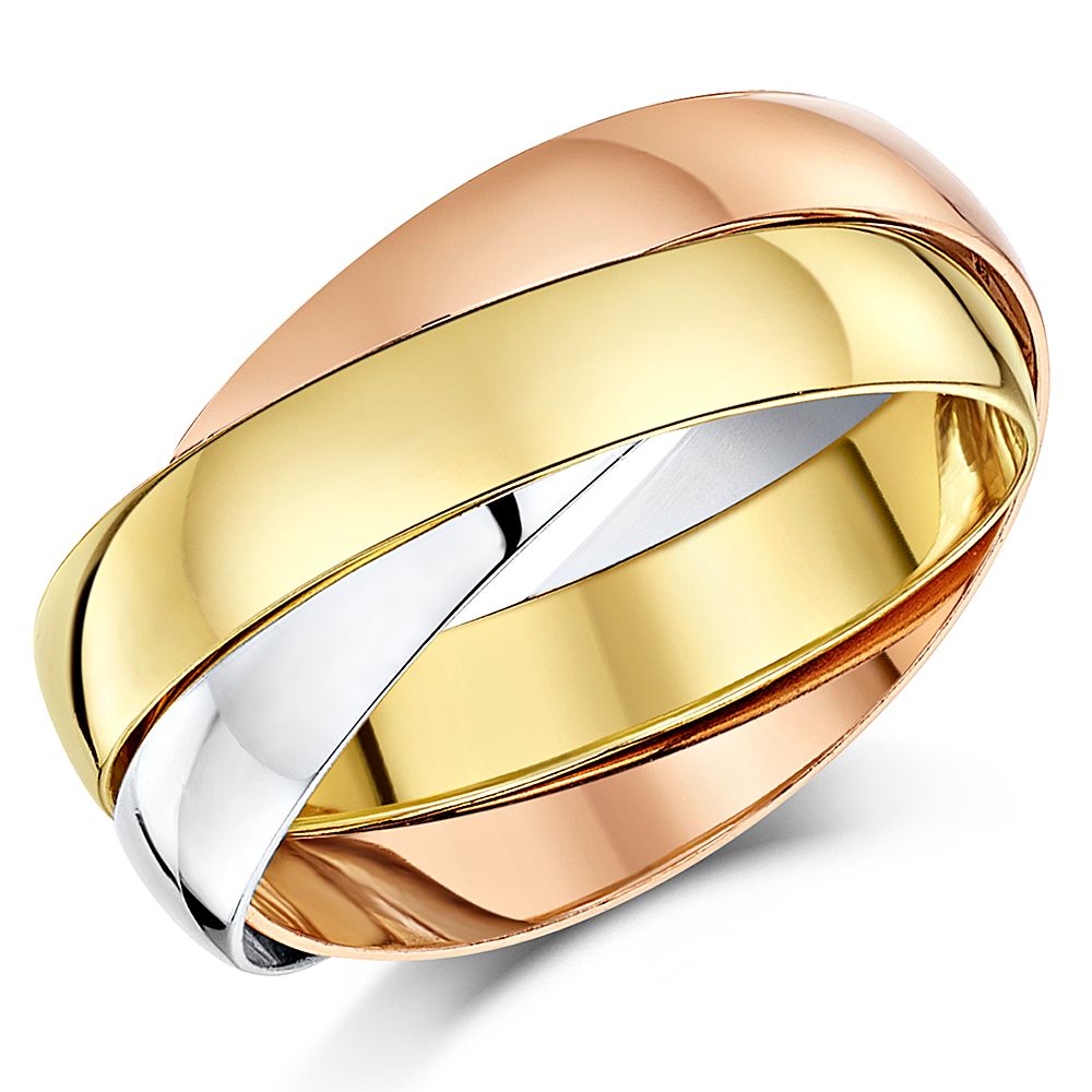4mm 9ct Three Colour Gold Russian Wedding Ring