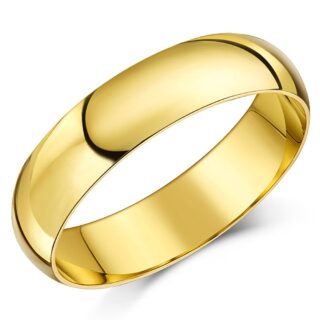 5mm 14ct Yellow Gold Heavy D Wedding Ring