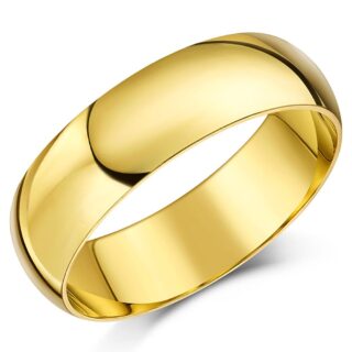 6mm 14ct Yellow Gold Heavy D Wedding Ring