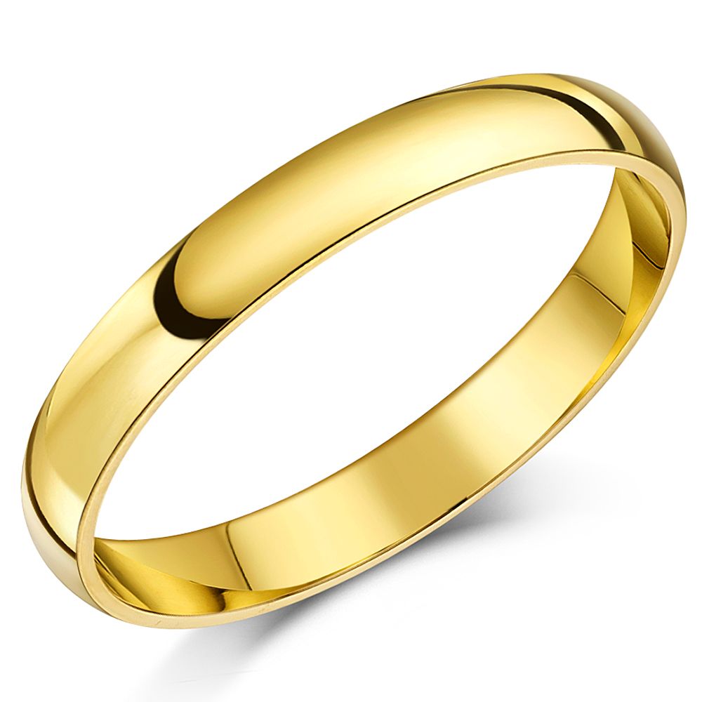 3mm 18ct Yellow Gold Heavy Court Wedding Ring