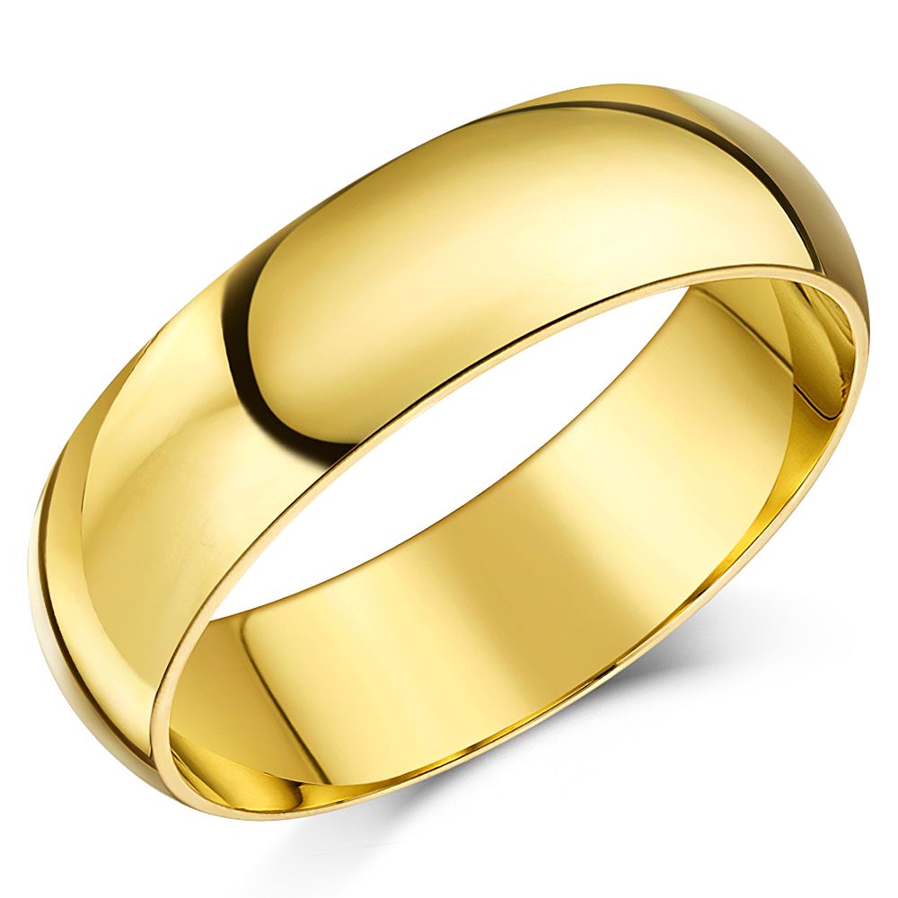 6mm 14ct Yellow Gold Light Court Wedding Ring