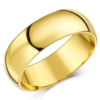 7mm 9ct Yellow Gold Light Court Wedding Ring