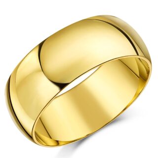 8mm 9ct Yellow Gold Light Court Wedding Ring