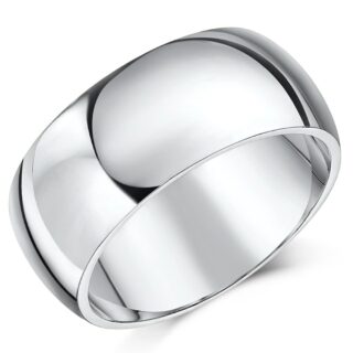 9mm 9ct White Gold Heavy Court Wedding Ring