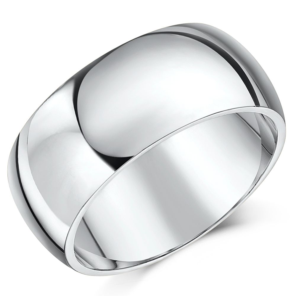 9mm 9ct White Gold Heavy Court Wedding Ring