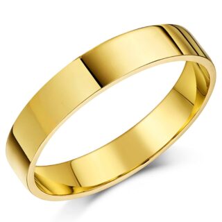 4mm 9ct Yellow Gold Light Flat Wedding Ring