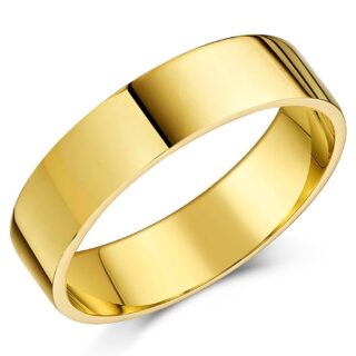 5mm 9ct Yellow Gold Heavy Flat Wedding Ring