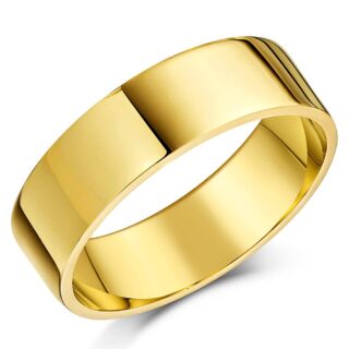 6mm 18ct Yellow Gold Heavy Flat Wedding Ring