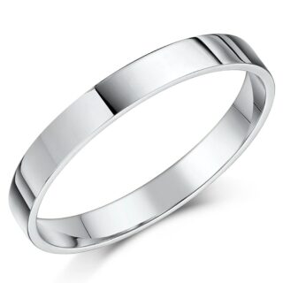 3mm Platinum Light Flat Court Wedding Ring