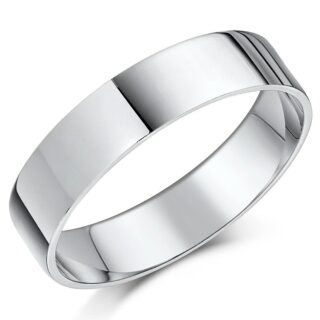 5mm Silver Heavy Flat Court Wedding Ring