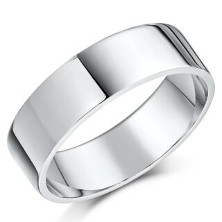 7mm 9ct White Gold Heavy Flat Wedding Ring