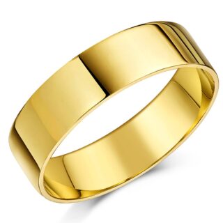 6mm 18ct Yellow Gold Light Flat Court Wedding Ring