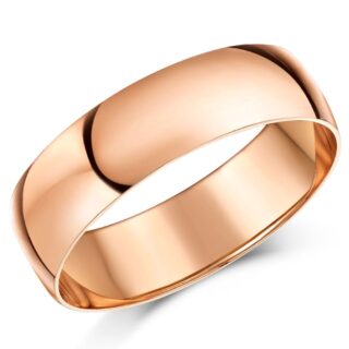 6mm 9ct Rose Gold Heavy D Wedding Ring