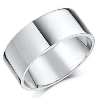 8mm 18ct White Gold Heavy Flat Wedding Ring
