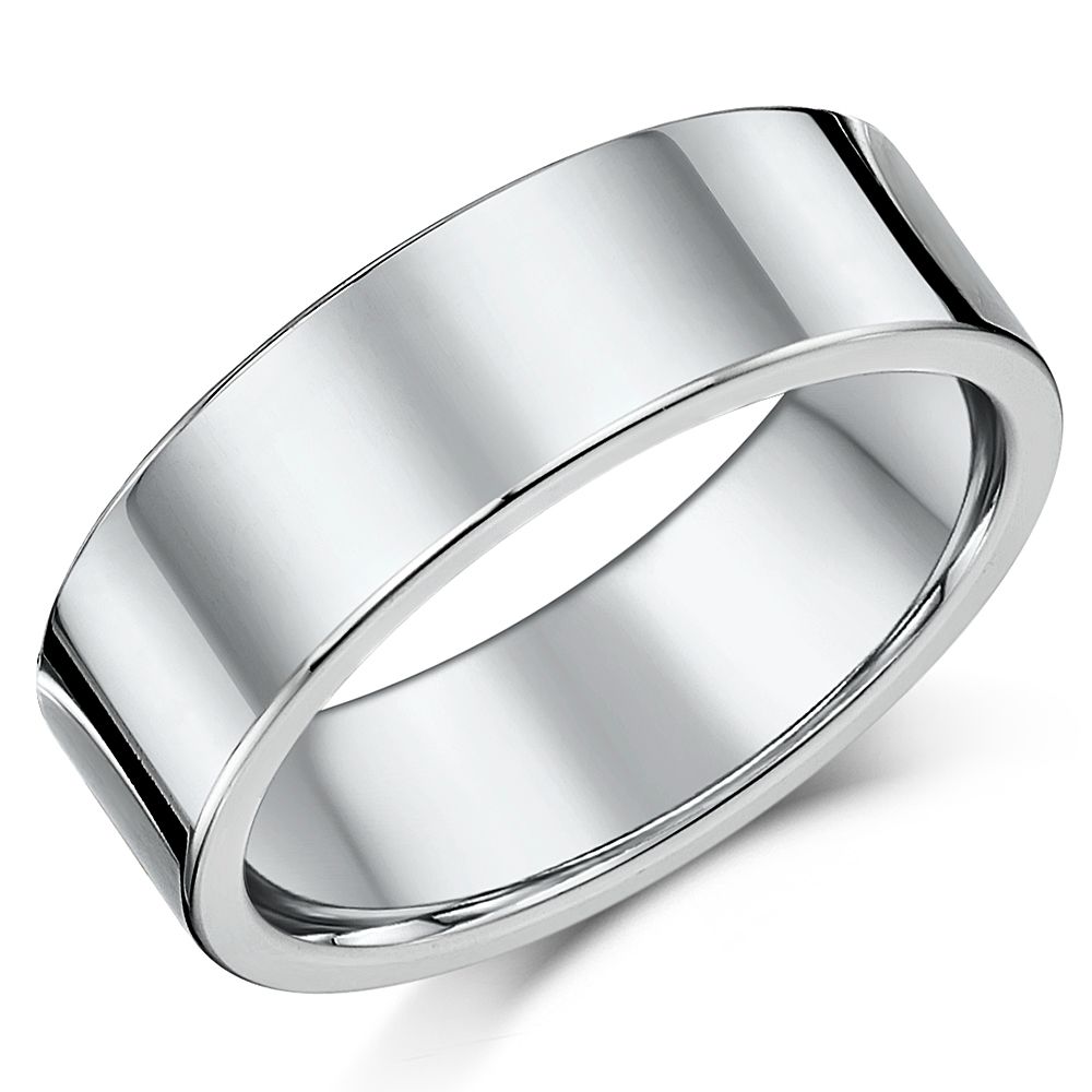 7mm Titanium Flat Court Wedding Ring
