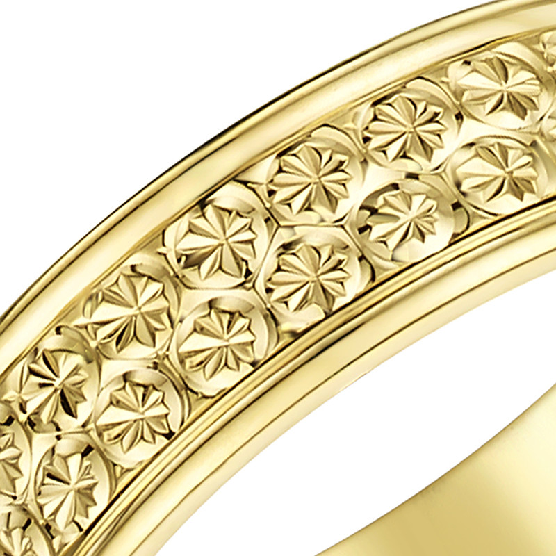 9ct Yellow Gold Star Design Heavy Flat Wedding Ring - Image 2