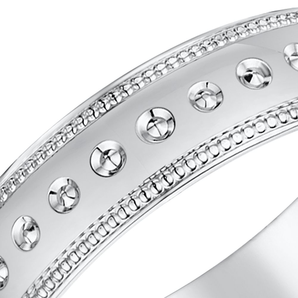 9ct White Gold Matt Center Wedding Ring - Image 2