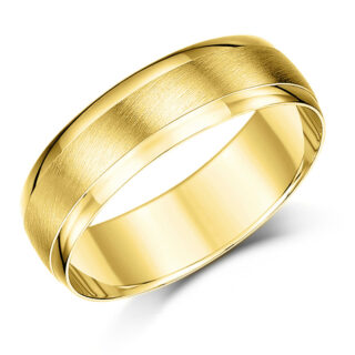 9ct Yellow Gold Matt Center Heavy D Wedding Ring