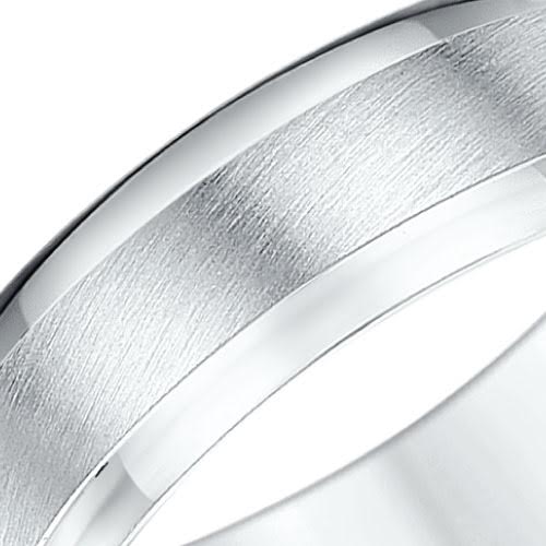 18ct White Gold Matt Center Heavy D Wedding Ring - Image 2