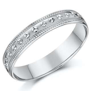 18ct White Gold Matt Center Wedding Ring