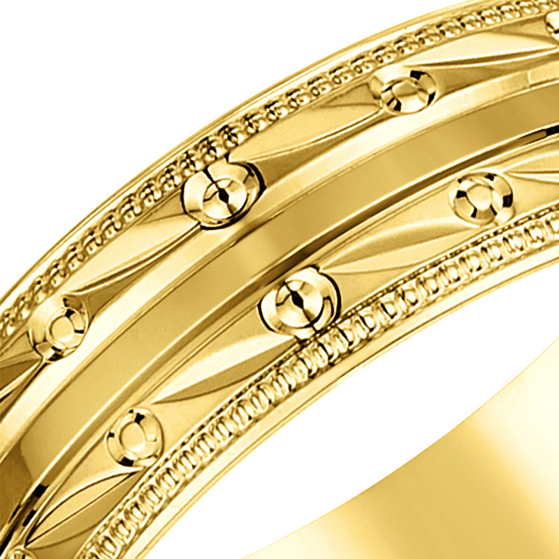 18ct Yellow Gold Patterned Wedding Ring - Image 2