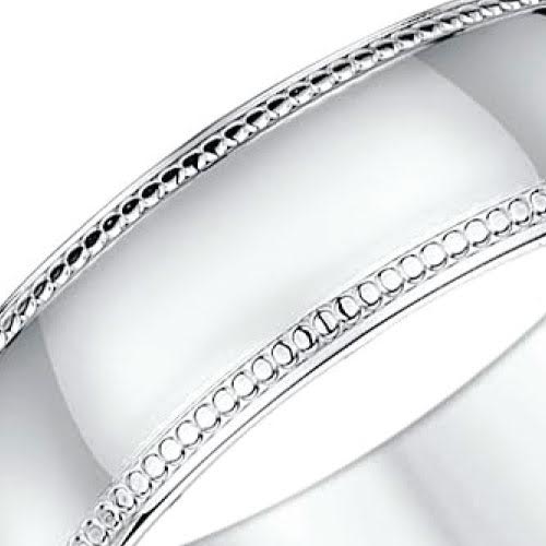 18ct White Gold Millgrain Wedding Ring - Image 2