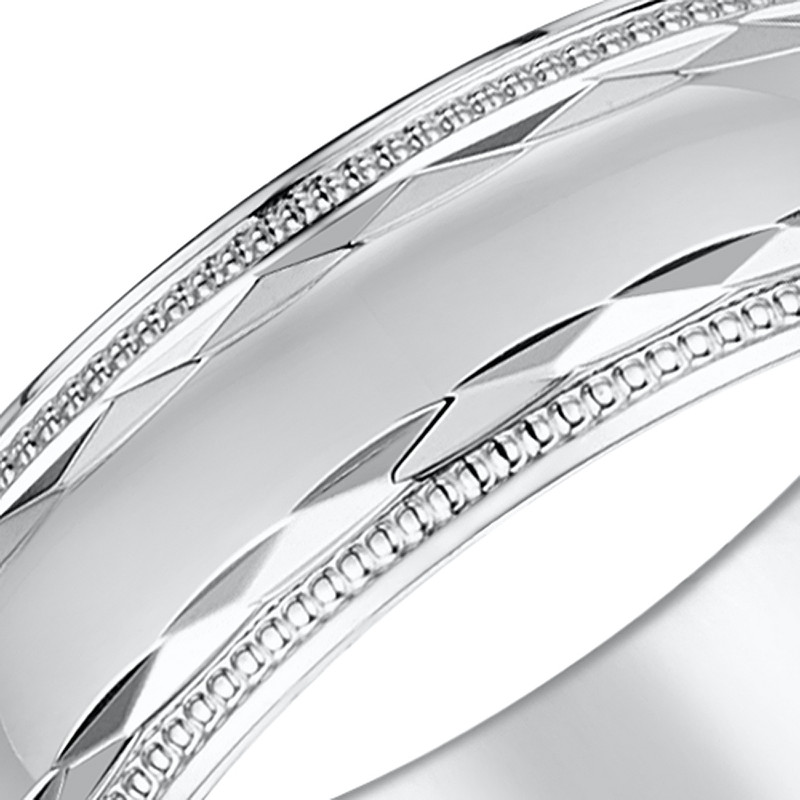 18ct White Gold Patterned Wedding Ring - Image 2