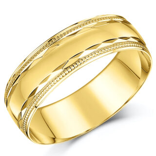 9ct Yellow Gold Patterned Wedding Ring