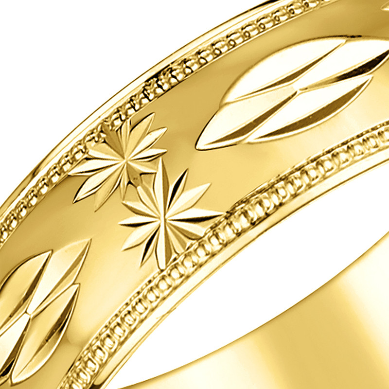 9ct Yellow Gold Star Design Wedding Ring - Image 2