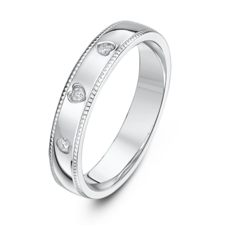 4mm Silver Court 0.06ct Round Diamond Heart Ring