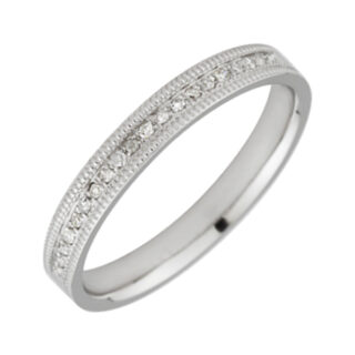 3mm 18ct White Gold Flat Court 0.1ct Round Diamond Eternity Ring