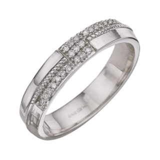 4mm 9ct White Gold Court 0.12ct Round Diamond Eternity Ring