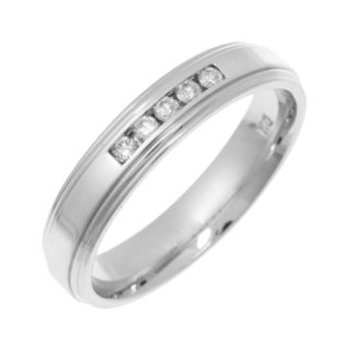 4mm 9ct White Gold Court 0.1ct Round Diamond Ring