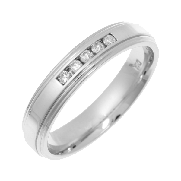 4mm 9ct White Gold Court 0.1ct Round Diamond Ring