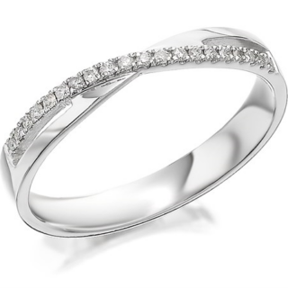 3mm 9ct White Gold with a Cross set with 0.10ct Diamond Eternity Ring