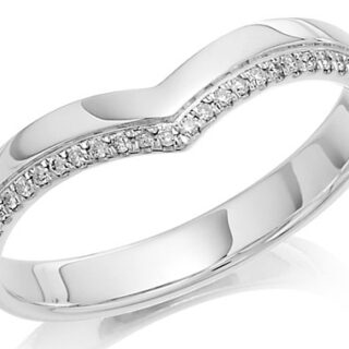 3mm 9ct White Gold Diamond Set Whishbone Ring