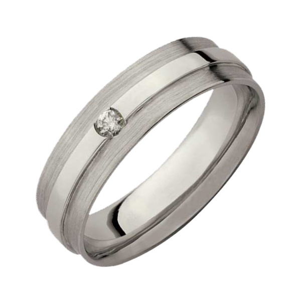 6mm Palladium Flat Court 0.05ct Round Diamond Wedding Ring
