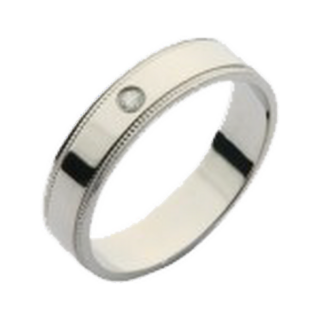 5mm Palladium 950 Flat Court 0.02ct Round Diamond Wedding Ring