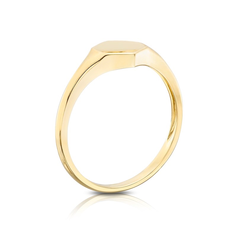 9ct Yellow Gold Light Weight Hexagon Ladies Signet Ring - Image 3