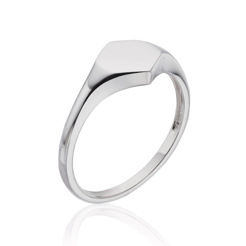 Silver Light Weight Hexagon Ladies Signet Ring - Image 2