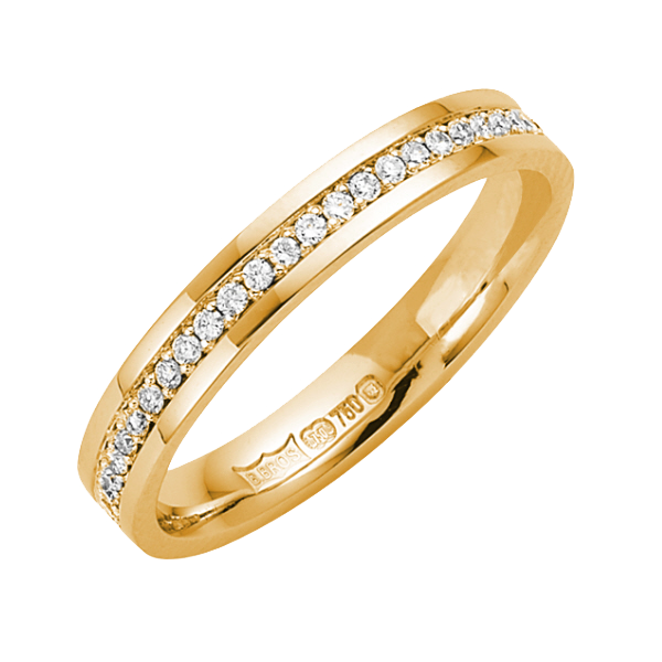 3mm 18ct Yellow Gold Flat Court 0.15ct Round Diamond Wedding Ring