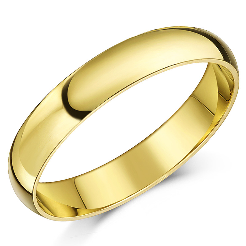 4mm 9ct Yellow Gold Light D Wedding Ring