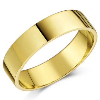 5mm 18ct Yellow Gold Heavy Flat Wedding Ring