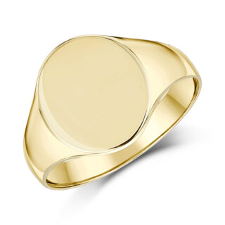 9ct Yellow Gold Light Weight Oval Shape Signet Ring