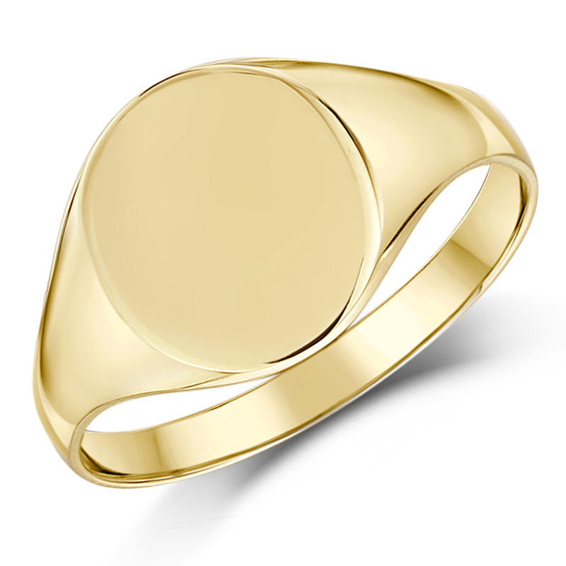 9ct Yellow Gold Light Weight Oval Shape Ladies Signet Ring